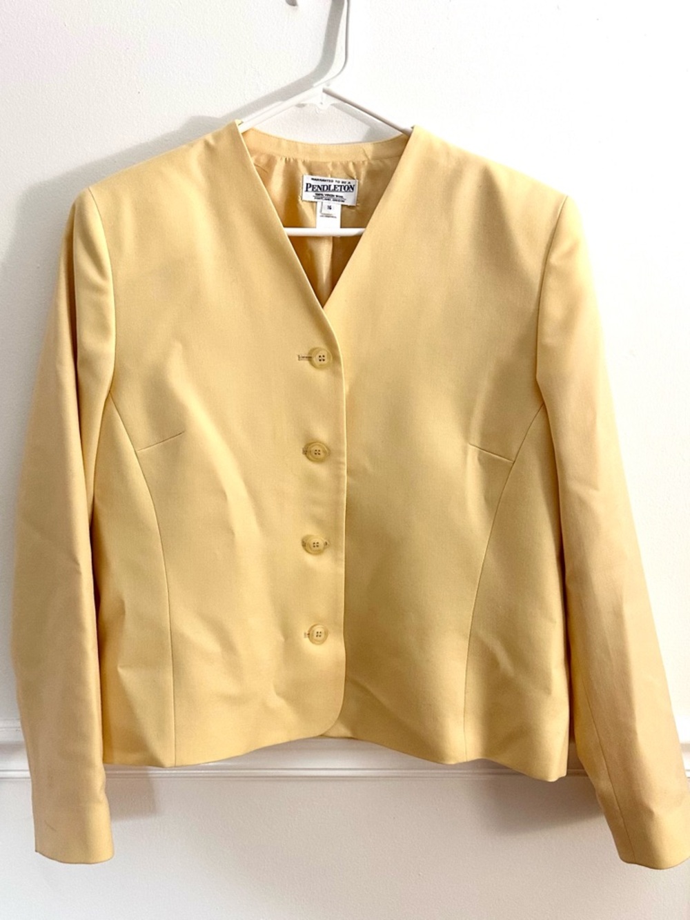 Pendleton Soft Yellow V-Neck Button Blazer Jacket